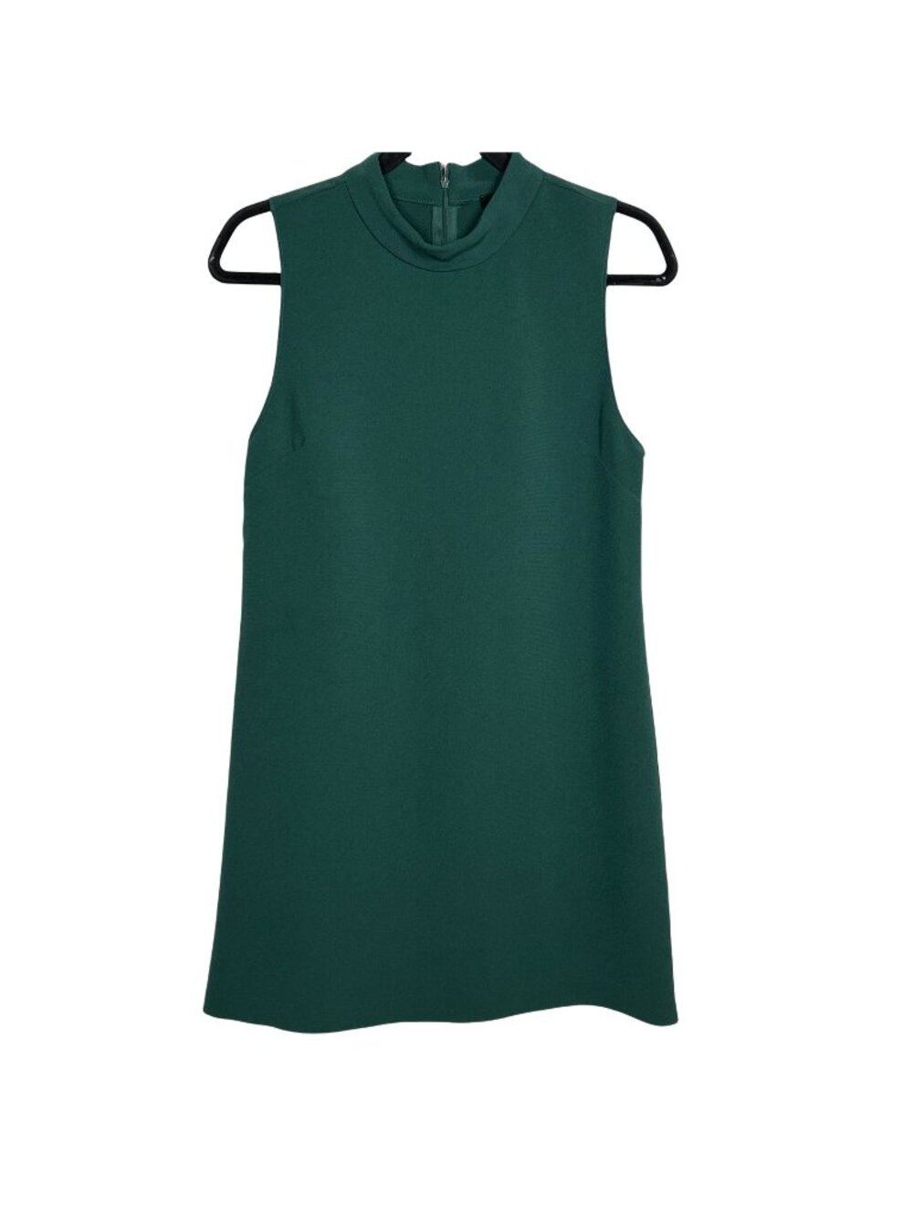 Anna Grace Dress Womens Medium Green Mock Neck Shift Sleeveless Casual